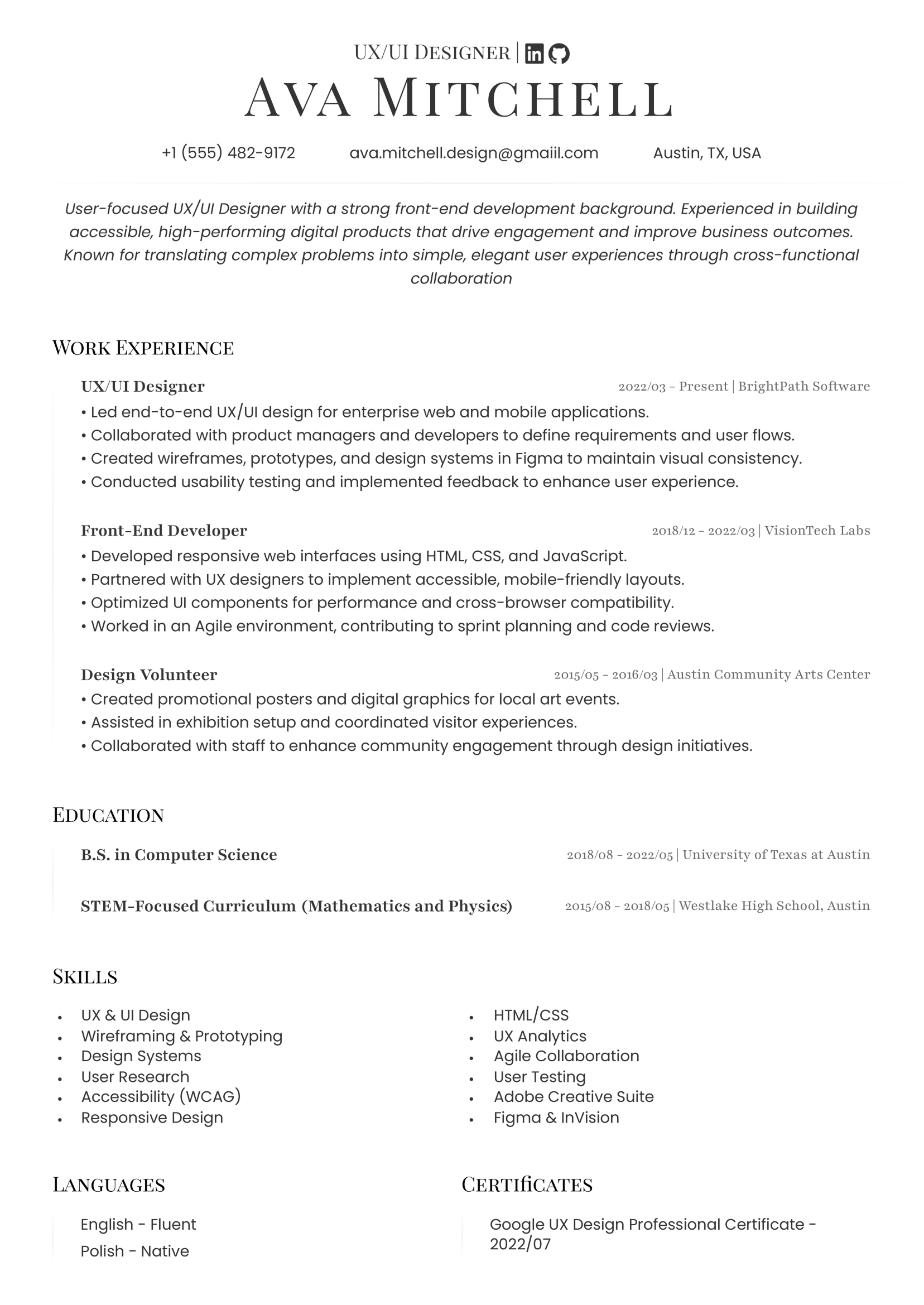 modern resume