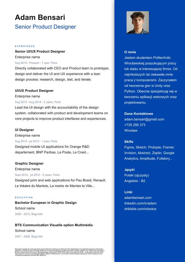 Modern Resume Classic template